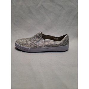 Austin Trading Company Floral Silver Glitter Slip On Shoes Girls Size 5